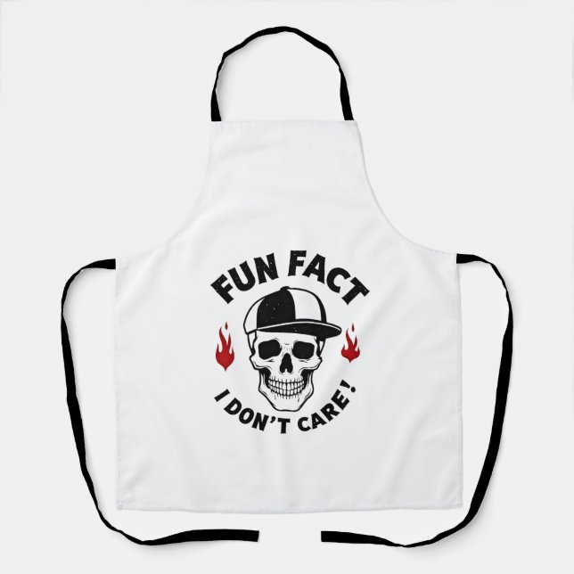 Fun Fact I Don't Care Funny Skeleton Saying (1) Apron (Front)