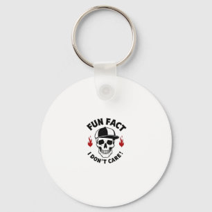 Fun Fact I Don't Care Funny Skeleton Saying (1) Key Ring