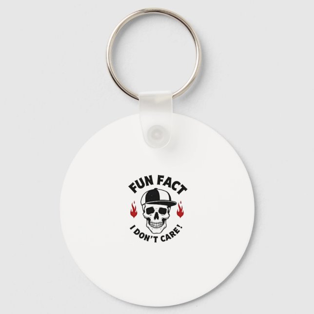 Fun Fact I Don't Care Funny Skeleton Saying (1) Key Ring (Front)
