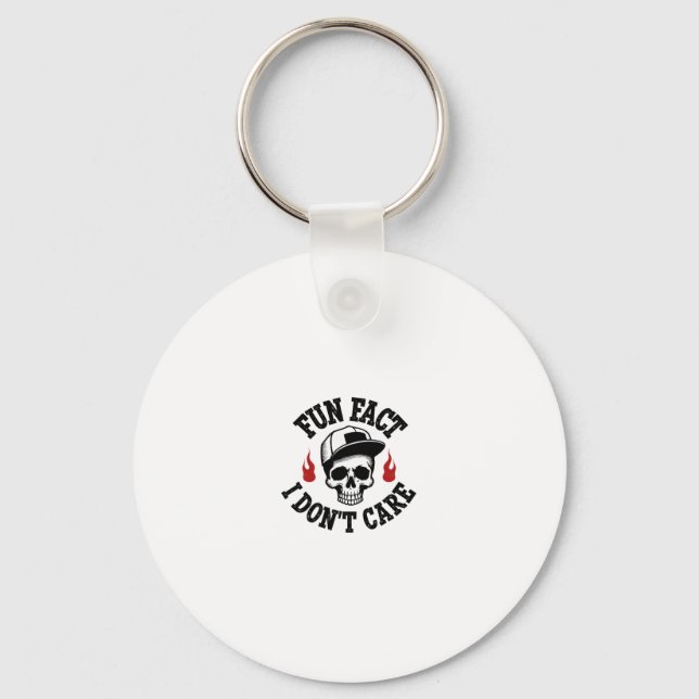 Fun Fact I Don't Care Funny Skeleton Saying (2) Key Ring (Front)