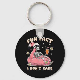Fun Fact I Don't Care Sarcastic Skeleton Summer Vi Key Ring