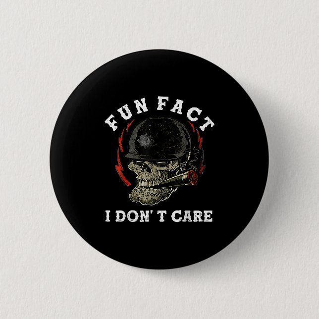 Fun Fact I Don't Care Skull Funny Quote  6 Cm Round Badge (Front)