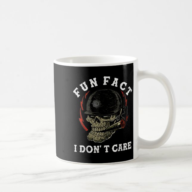 Fun Fact I Dont Care Skull Funny Quote  Coffee Mug (Right)
