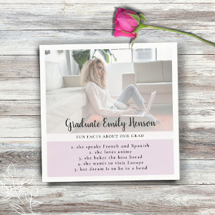 Fun Fact Pink Graduate Photo Graduation Party Napkin