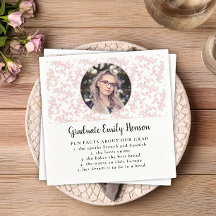 Fun Fact Pink Rococo Graduate Photo Graduation Na Napkin