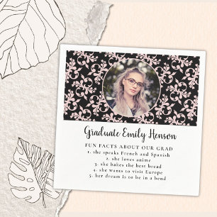 Fun Fact Pink Rococo Graduate Photo Graduation  Napkin