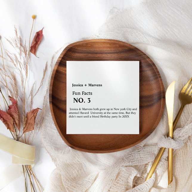 Fun fact wedding ,rehearsal dinner,special party napkin (Creator Uploaded)