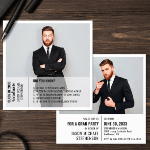 Fun facts 2 photo modern graduation announcement