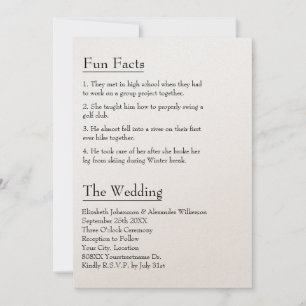 Fun Facts about the Bride and Groom Modern Wedding Invitation