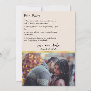 Fun Facts about the Bride & Groom Photo on Cream Invitation