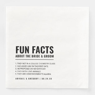 Fun Facts About The Bride + Groom Wedding Napkin