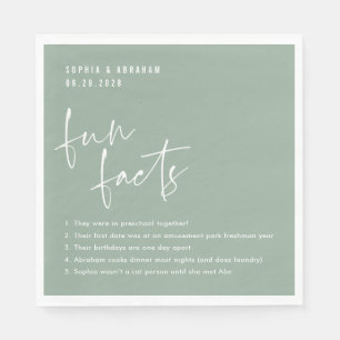 Fun Facts about the couple Sage Green Wedding Napkin