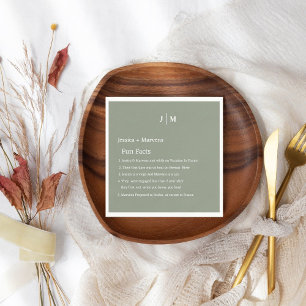 Fun Facts About The Newlyweds green sage wedding Napkin