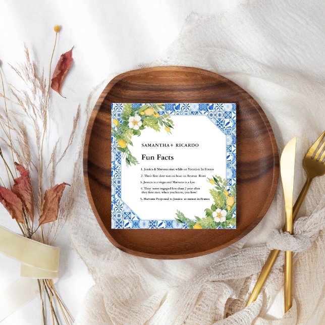 Fun Facts About The Newlyweds lemon wedding Napkin (Creator Uploaded)