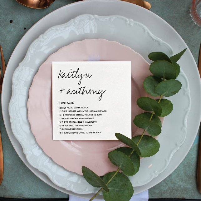 Fun Facts About The Newlyweds Modern Wedding Napkin (Creator Uploaded)