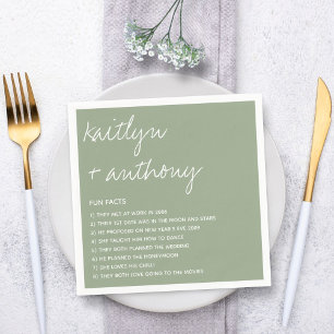 Fun Facts About The Newlyweds Modern Wedding Napkin