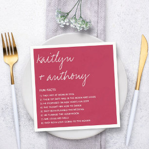 Fun Facts About The Newlyweds Modern Wedding Napkin