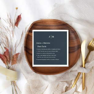 Fun Facts About The Newlyweds navy blue wedding Napkin