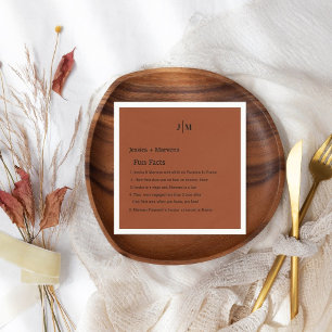 Fun Facts About The Newlyweds Terracotta wedding Napkin