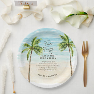 Fun Facts Beach Wedding Bridal Shower Paper Plates