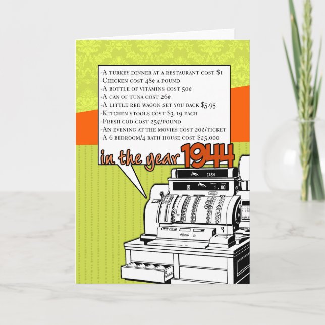 Fun Facts Birthday – Cost of Living in 1944 Card (Front)