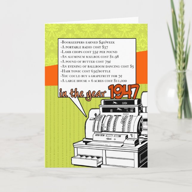 Fun Facts Birthday – Cost of Living in 1947 Card (Front)