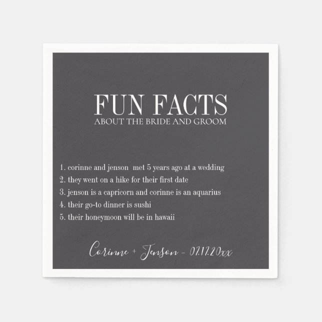 Fun Facts Black Onyx Personalised Napkin (Front)