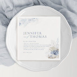 Fun facts blue coral & seashells beach Wedding Napkin