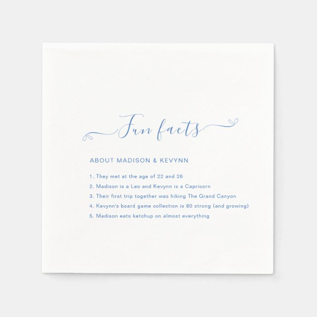 Fun Facts | Blue Wedding Napkins (Front)