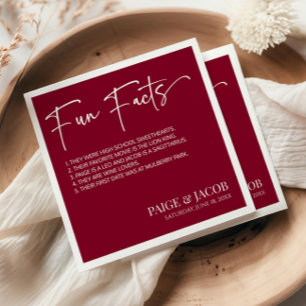 Fun Facts Burgundy White Classic Minimal Wedding Napkin