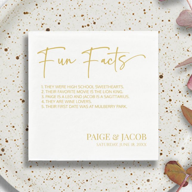 Fun Facts Champagne White Classic Minimal Wedding Napkin (Creator Uploaded)