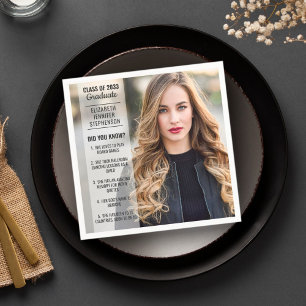 Fun facts did you know graduation photo modern napkin
