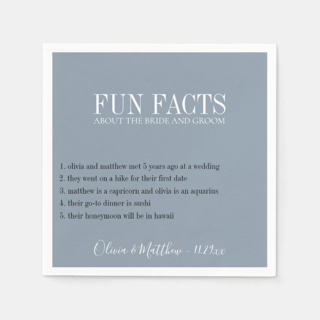 Fun Facts Dusty Blue Napkin (Front)