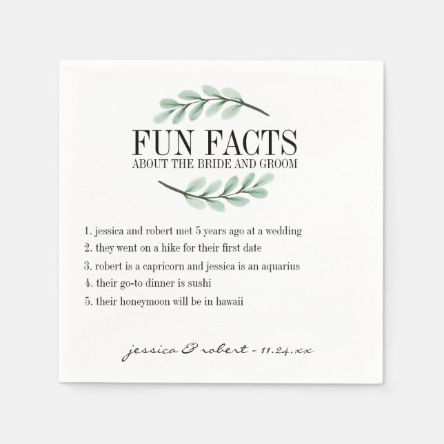 Fun Facts Eucalyptus Branches Personalised Napkin (Front)