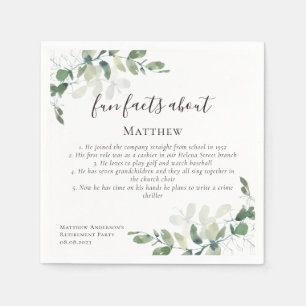 Fun Facts Eucalyptus Script Retirement Party Napkin