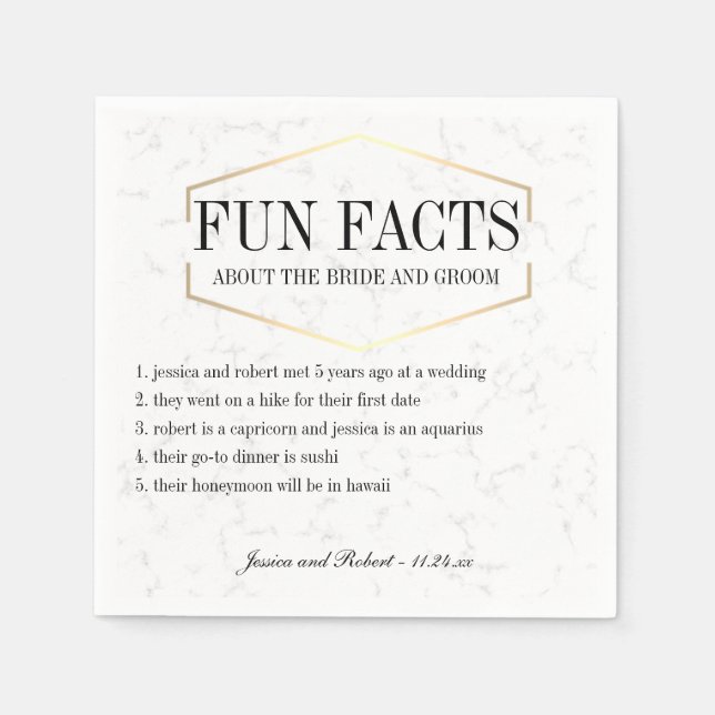 Fun Facts Gold Personalised Paper Napkins (Front)