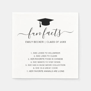 Fun Facts Graduate Black White Elegant Graduation Napkin