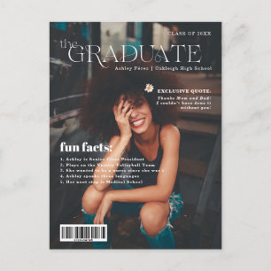 Fun Facts   Graduate Magazine Cover Photo  Announcement Postcard