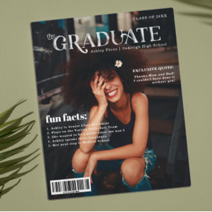 Fun Facts   Graduate Magazine Cover Photo  Announcement Postcard
