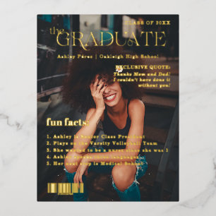 Fun Facts   Graduate Magazine Cover Photo  Foil Invitation Postcard