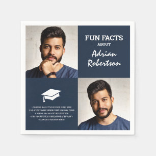 Fun Facts Graduate Photo Collage Navy Napkin