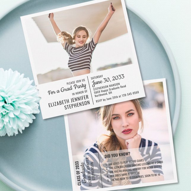 Fun facts graduation announcement 2 photo modern (Creator Uploaded)