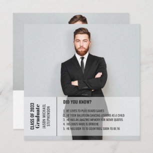 Fun facts graduation announcement 2 photo modern