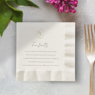 Fun Facts Green Floral Monogram Wedding Napkin