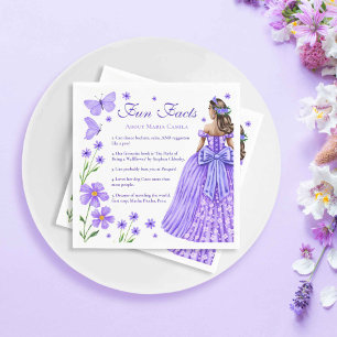 Fun Facts Lilac Purple Quinceañera Floral Napkin