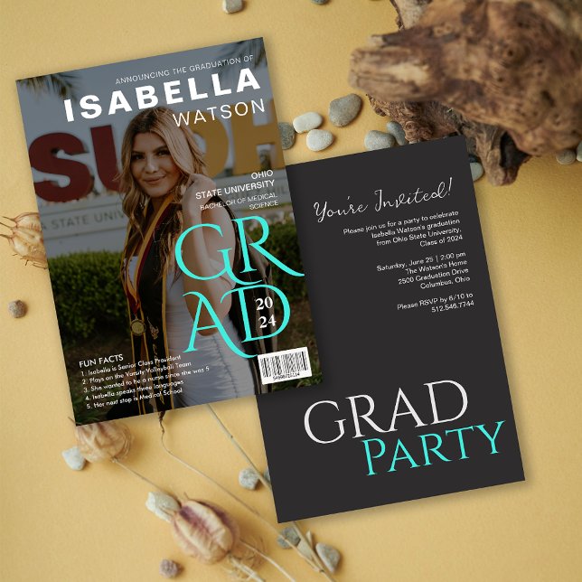 Fun Facts | Magazine Cover Photo Graduation Party Invitation (Fun Facts | Magazine Cover Photo Graduation Party Invitation)