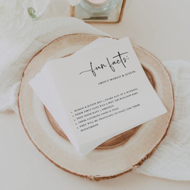 Fun Facts Minimalist Wedding Napkin (Creator Uploaded)
