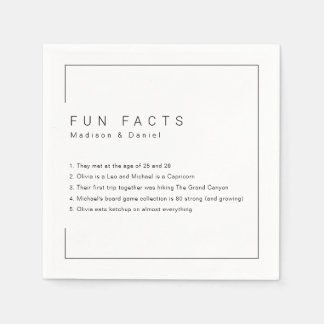 Fun Facts Modern Chic Minimalist Wedding Napkin