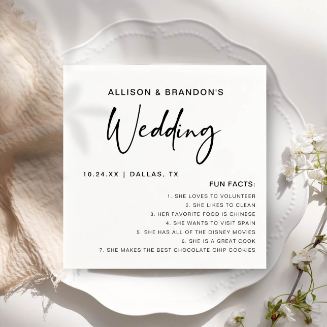 Fun Facts Modern Chic Minimalist Wedding Napkins (Creator Uploaded)