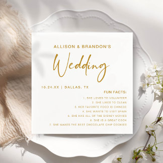 Fun Facts Modern Chic Minimalist Wedding Napkins